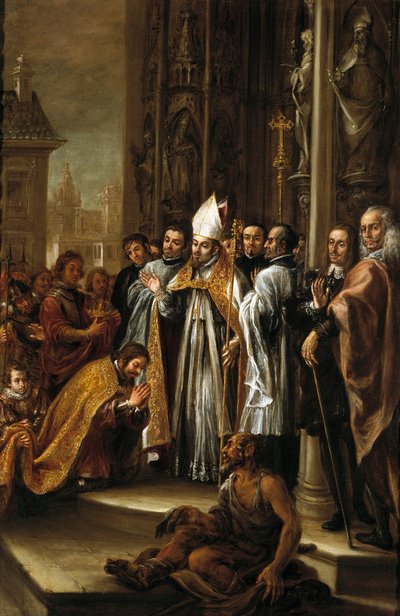 St. Ambrosius vergeeft keizer Theodosius, ca. 1673 door Juan de Valdes Leal