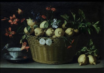 Stilleven met citroenen in een mand van wilgentenen, c.1643-49 door Juan de Zurbaran