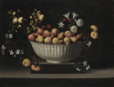 Bloemen en fruit in een Chinese kom, ca. 1645 door Juan de Zurbaran