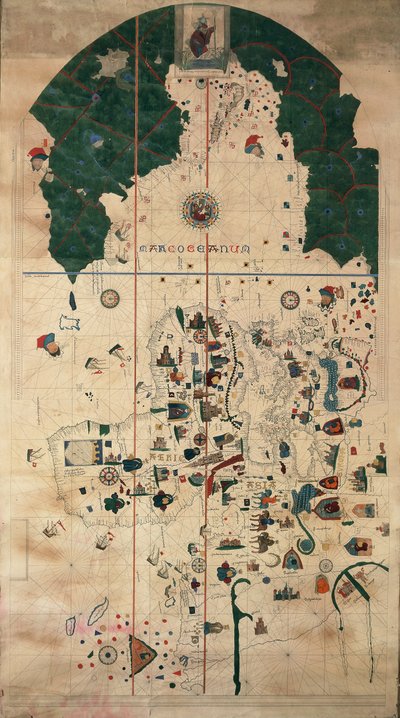 Portolan-Nautische planisfeerkaart door Juan de la Cosa, circa 1500 door Juan de la Cosa
