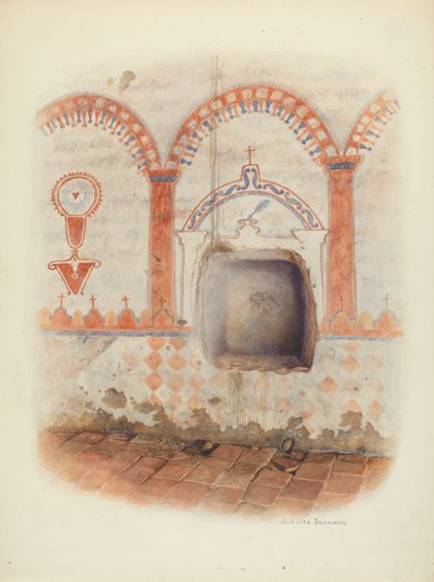 Muurschildering en Doopnis, c. 1941 door Juanita Donahoo