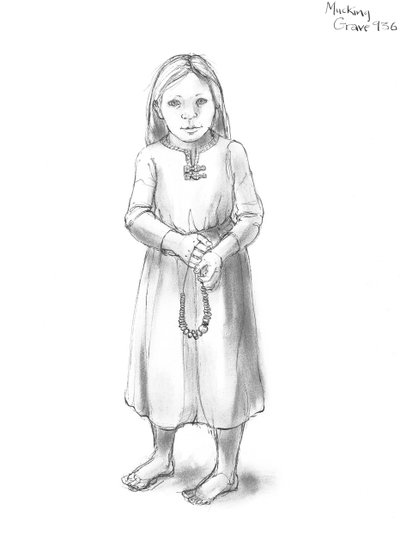Angelsaksisch meisje, 5e-10e eeuw, c1990-2010 door Judith Dobie