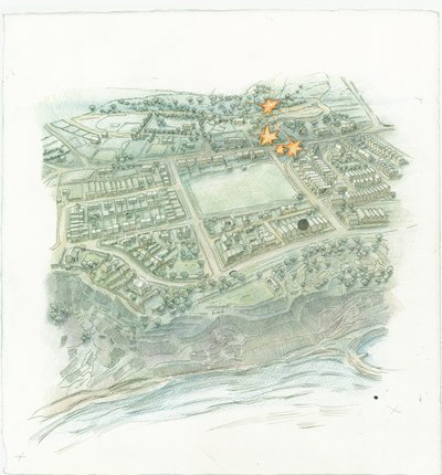 Duitse marinebombardement van Scarborough, North Yorkshire, 1914 door Judith Dobie