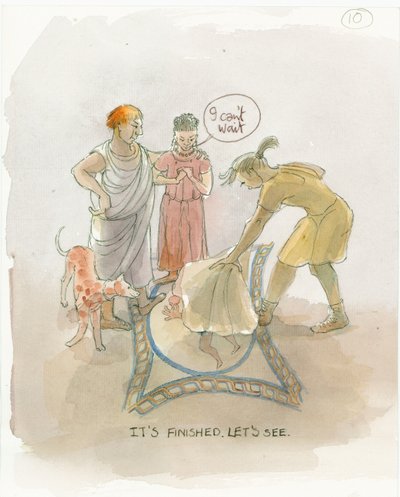 De meester ambachtsman onthult de mozaïekvloer aan Marcus en Julia, 2003 door Judith Dobie