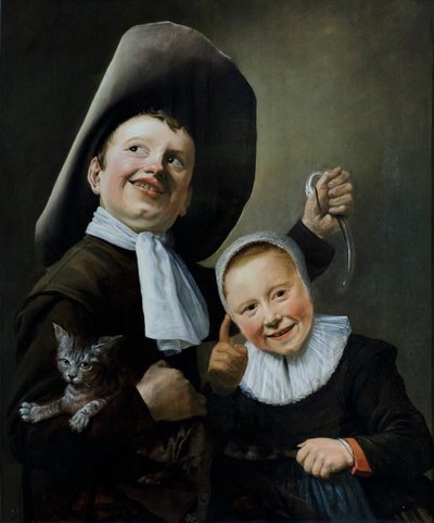 Een jongen en een meisje met een kat en een paling, ca. 1635 door Judith Leyster