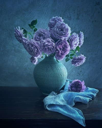 Rustgevende paarse rozen door Judy Tseng