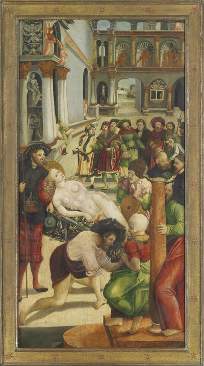 De Verbranding. Vleugel van het Sint-Agatha-altaar, 1523 door Jörg Greimold