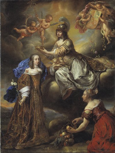 Allegorie van Koningin Hedvig Eleonora als Minerva, 1654 door Jürgen Ovens