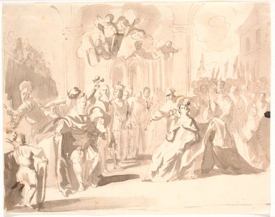 Hertog Frederik III van Gottorp met echtgenote als stichters van vier koninklijke en vorstelijke huizen door Jürgen Ovens