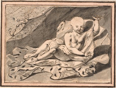 Putti, liggend op hermelijnen mantel door Jürgen Ovens