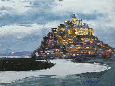Mont Saint-Michel in de avondschemering door Jukyong Park