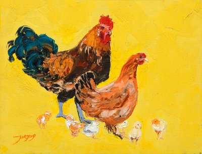 De levendige kippenfamilie door Jukyong Park
