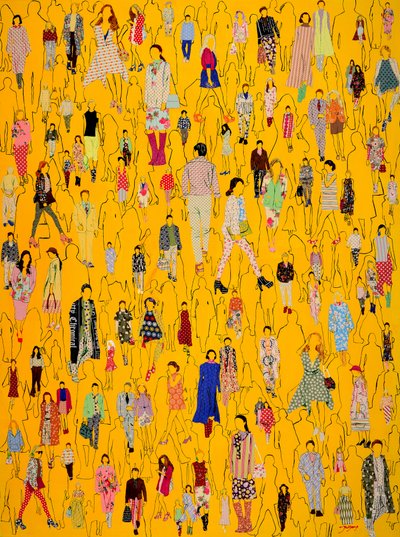 Gele modieuze menigte door Jukyong Park