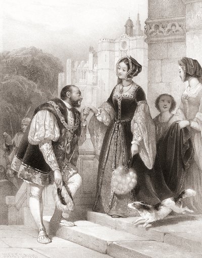 Koning Hendrik VIII van Engeland met Anne Boleyn door Jules (after) David