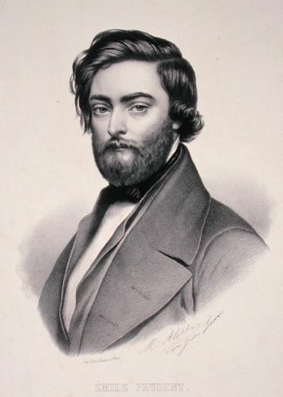 Portret van Emile Prudent (1817-63) gegraveerd door Marie Alophe (1812-83) door Jules (after) Laure
