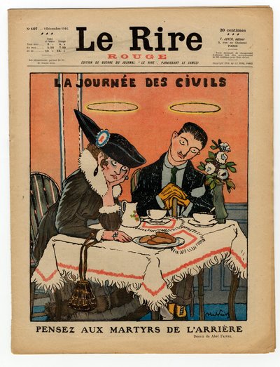 Omslag van The Red Laughter, Satirisch in kleuren door Jules Abel Faivre