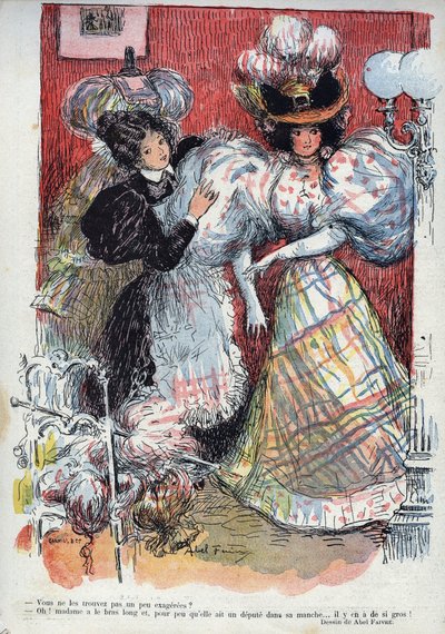Vind je ze niet een beetje overdreven? Humoristische tekening door Abel Faivre (1867-1945). 