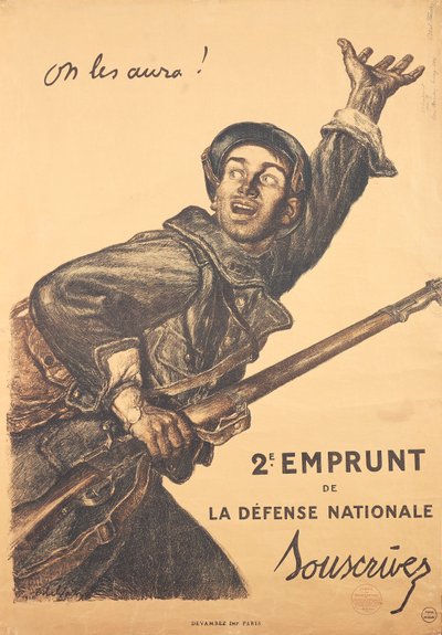 Franse WOI-poster - 2e uitgave van oorlogsobligaties door Jules Abel Faivre