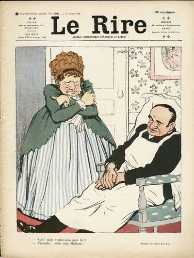 Illustratie van Abel Faivre (1867-1945) voor de Omslag van Le Rire, 03/08/12 - Werk, Obesitas - Huishoudelijke Dienaren door Jules Abel Faivre