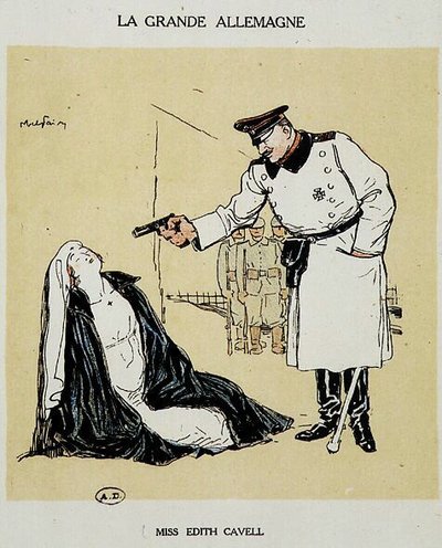 Miss Edith Cavell geëxecuteerd door de Duitsers, afbeelding door Abel Faivre door Jules Abel Faivre