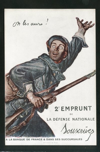 Ansichtkaart, Satirisch in Kleuren: Oorlog van 14-18, Lening, Patriottische Dagen - Soldaten Illustratie door Abel Faivre door Jules Abel Faivre