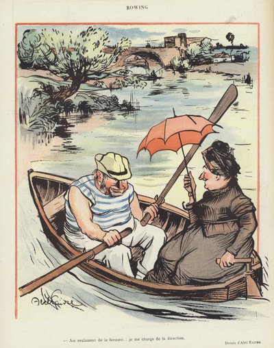 Roeien. Illustratie voor Le Rire door Jules Abel Faivre
