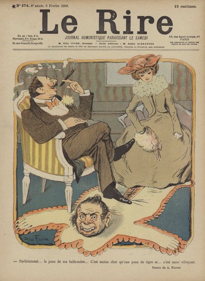 Huid van Schoonmoeder, Illustratie voor Le Rire door Jules Abel Faivre