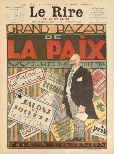 De Grote Vredesbazaar, omslag van Le Rire, 2 november 1918 door Jules Abel Faivre