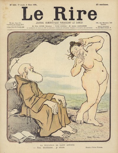 De Verleiding van St. Antonius, Illustratie voor Le Rire door Jules Abel Faivre