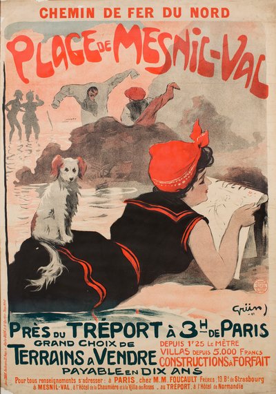Chemin de fer du Nord. Strand van Mesnil-Val, 1901 door Jules Alexandre Grün