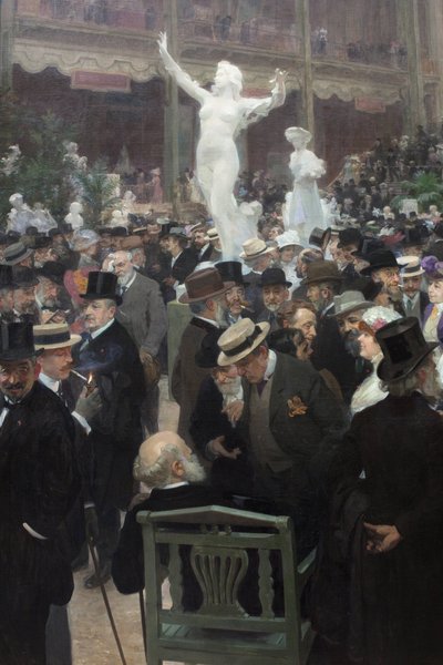 Een vrijdag in de salon des artistes français. Schilderij door Jules Alexandre Grun (1868-1939) door Jules Alexandre Gruen or Grun
