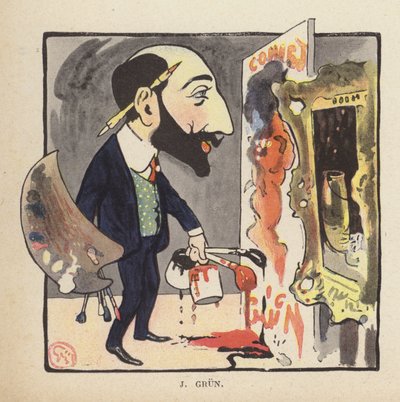 Zelfportret van de Franse schilder en illustrator Jean-Alexandre Grun door Jules Alexandre Gruen or Grun