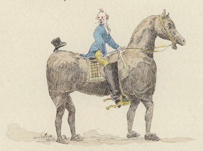 Clown op kostuum paard door Jules Arsene (after) Garnier