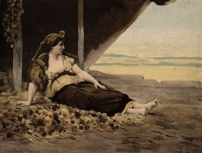 Cleopatra (Cleopatre) verkoopt uien. Illustratie van Jules Garnier. In "Rabelais en de werken van Jules Garnier". door Jules Arsene Garnier