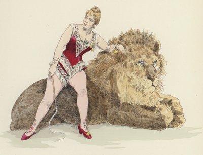 Vrouwelijke leeuwentemmer door Jules Arsene Garnier