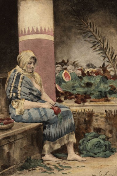 Livia Drusilla Augusta (58 v.Chr.), echtgenote van de Romeinse keizer Augustus (Octavianus, Octavianus of Latijn Gaius Julius Caesar Octavianus) (61 v.Chr.-14 n.Chr.) schilt een vegume. Pantagruel. Illustratie door Jules Garnier. In "Rabelais et l