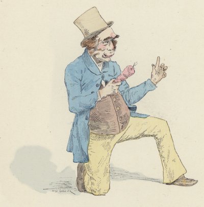 Mannelijke Clown, Vermomd als Aap, Houdt een Banaan Vast door Jules Arsene Garnier