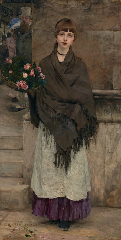 Bloemenverkoopster in Londen door Jules Bastien Lepage