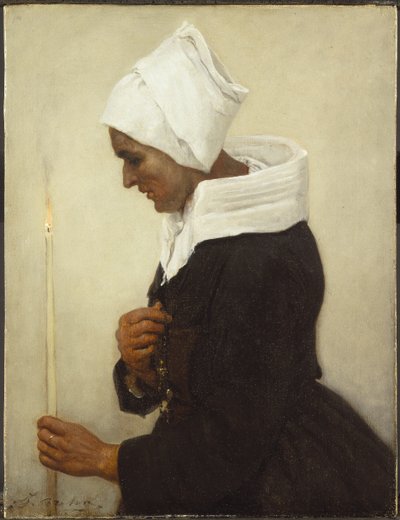 Bretonse Boerin met een Kaars, c.1869 door Jules Breton