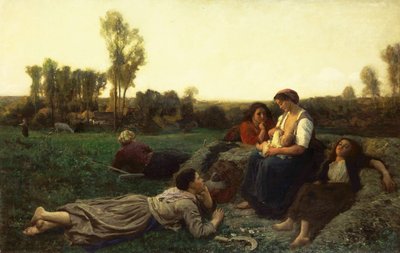 De Hooimakers in Rust, 1873 door Jules Breton