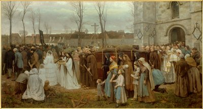 Het planten van een calvarieprocessie voor een Bretonse kerk door Jules Breton