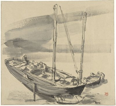 Boten bij Grancamp (Calvados) door Jules Chadel
