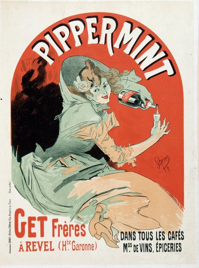 Reclameposter voor de Pippermint Get Freres door Jules Cheret