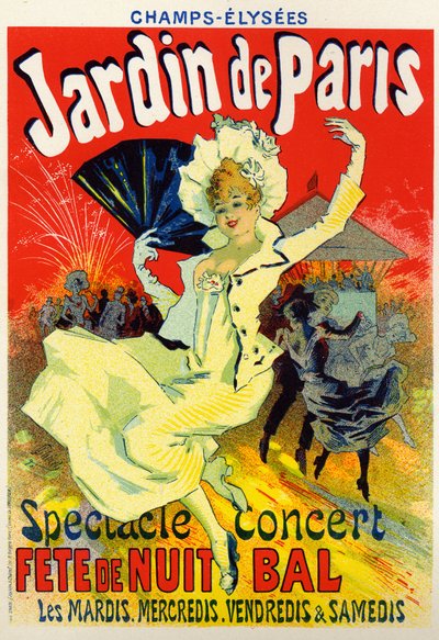 Kunst, Vermaak. Jardin de Paris, bal op de Champs Elysees, Parijs. Poster door Jules Cheret, Frankrijk, ca. 1895 door Jules Cheret