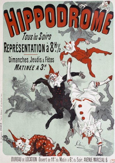 Circusvoorstelling in het Hippodrome - Poster door Jules Chéret, eind 19e eeuw door Jules Cheret