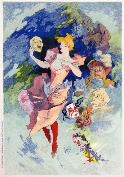 Komedie allegorie, eind 19e eeuw door Jules Cheret