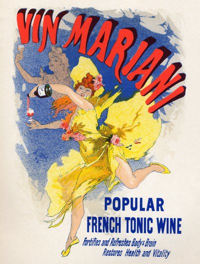 Eten en drinken. Mariani Franse Tonic Wine (eerste cocawijn). Poster door Jules Cheret (1836-1932), Frankrijk door Jules Cheret