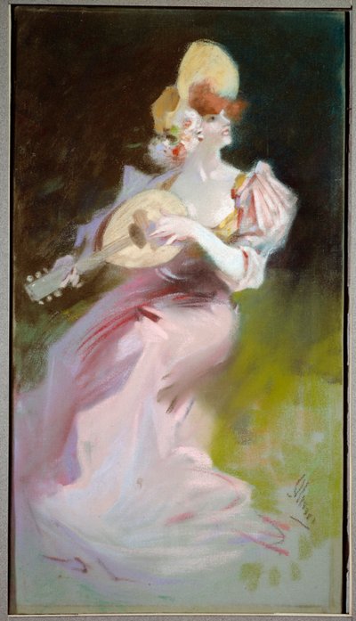 De vrouw met de mandoline door Jules Cheret