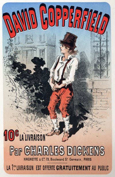 Literatuur. David Copperfield, door Charles Dickens. Poster door Jules Cheret voor een fascicule editie, Frankrijk, ca. 1860-70 door Jules Cheret