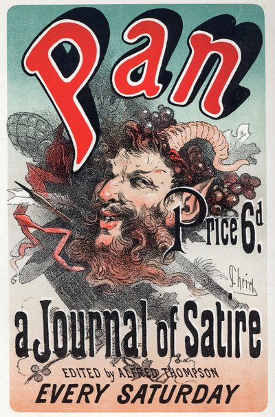 Literatuur. Pan, satirische krant. Poster door Jules Cheret, Engeland, ca. 1880 door Jules Cheret